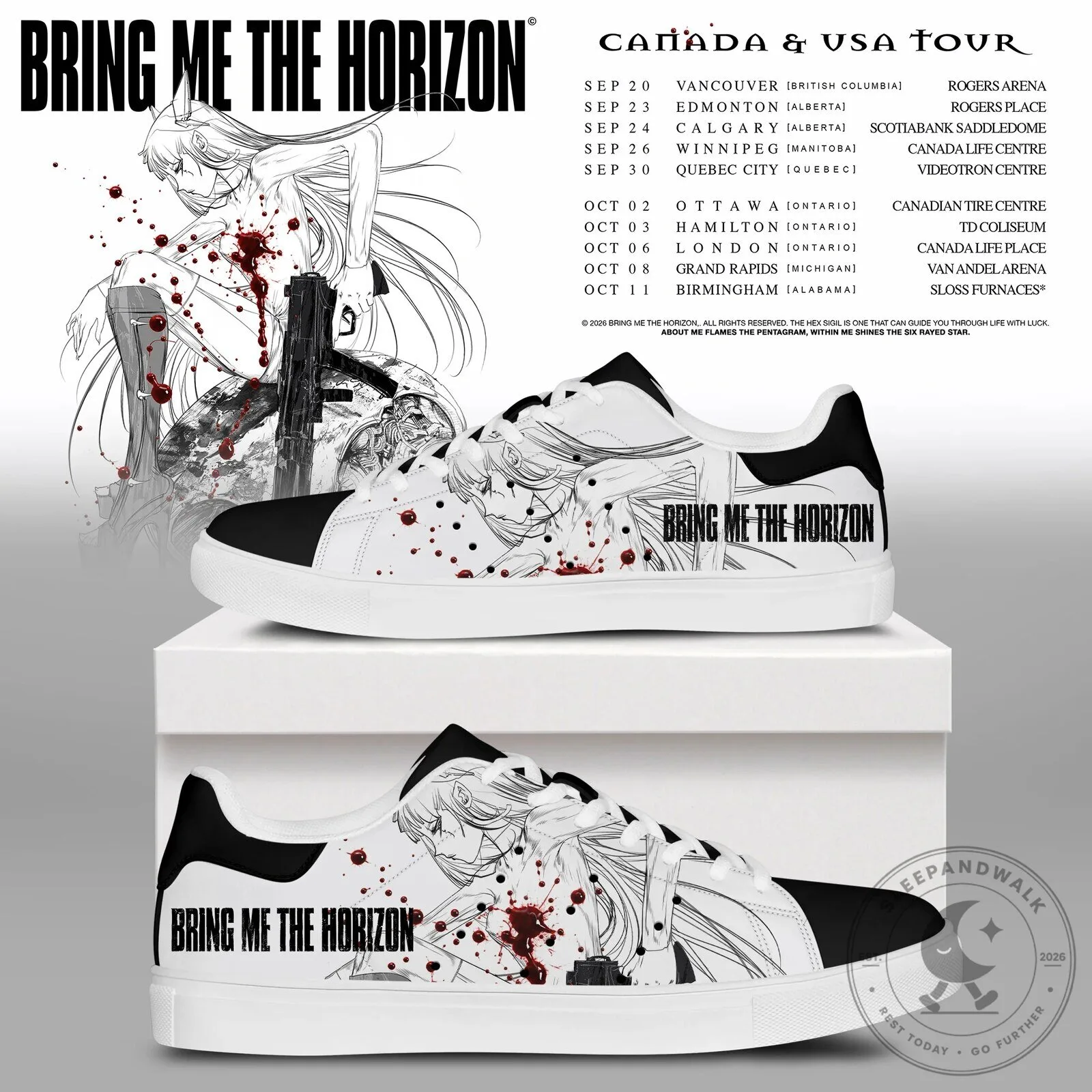 Bring Me The Horizon Canada USA Tour Anime Style Low Top Shoes