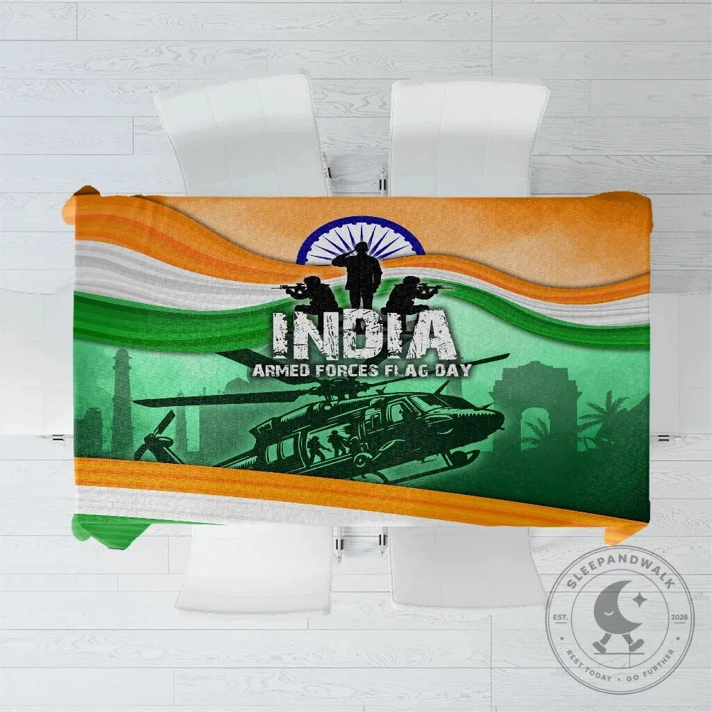 India Armed Forces Flag Day Patriotic Indian Military Tablecloth