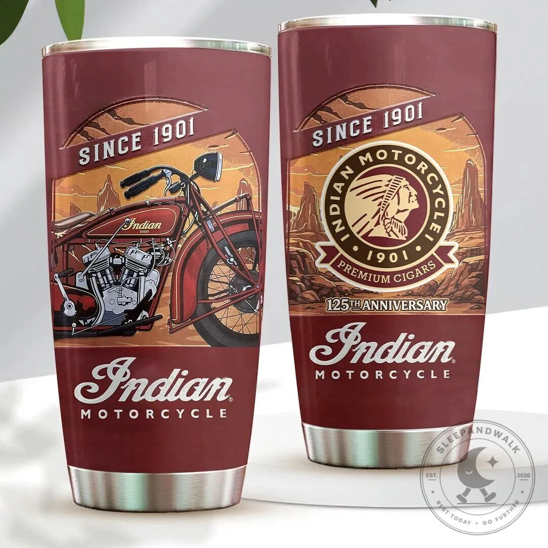 Indian Motorcycle 125th Anniversary Since 1901 Vintage Bike Tumbler 2 Indian Motorcycle 125th Anniversary Since 1901 Vintage Bike Tumbler