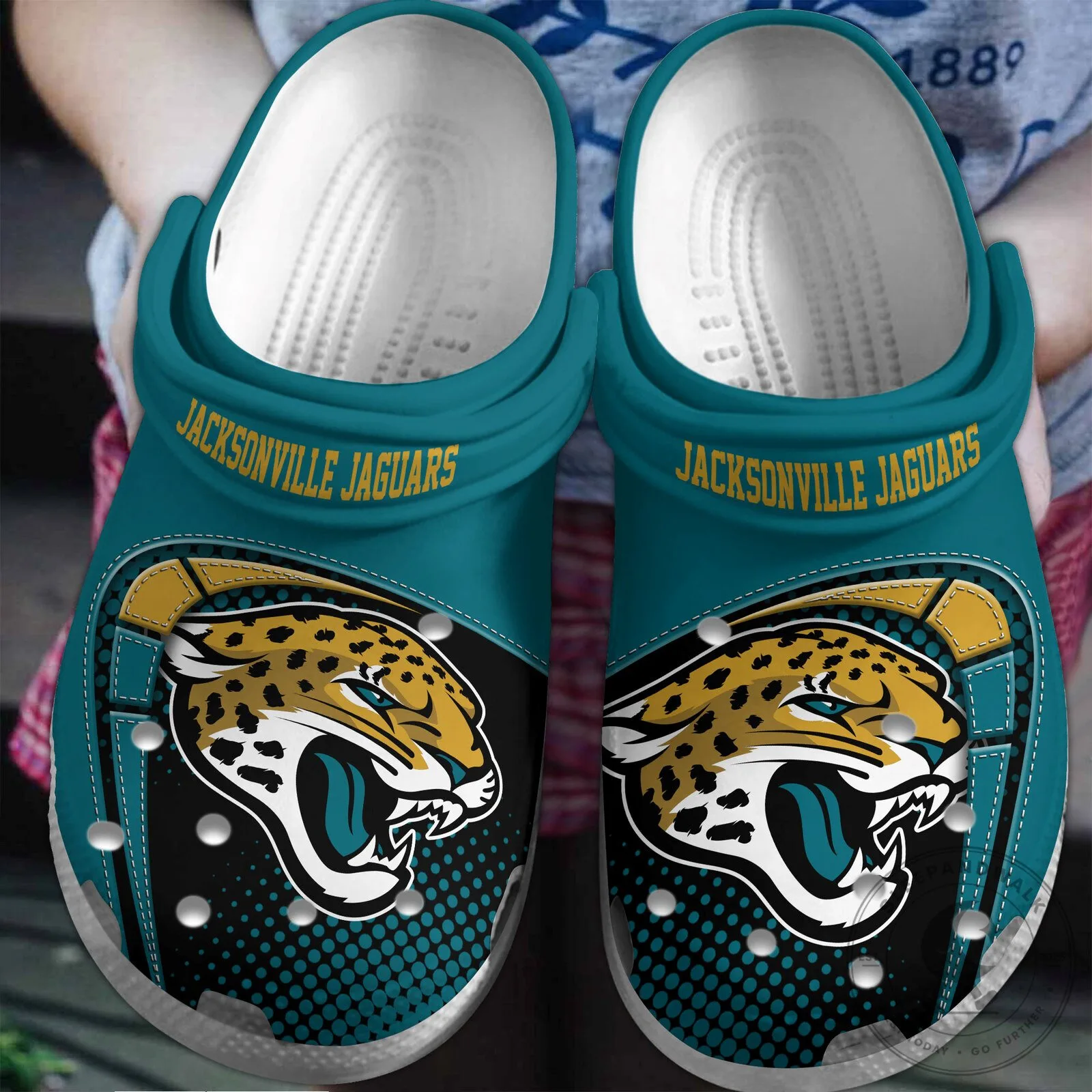 Jacksonville Jaguars NFL Team Logo Teal and Black Custom Crocs Shoes