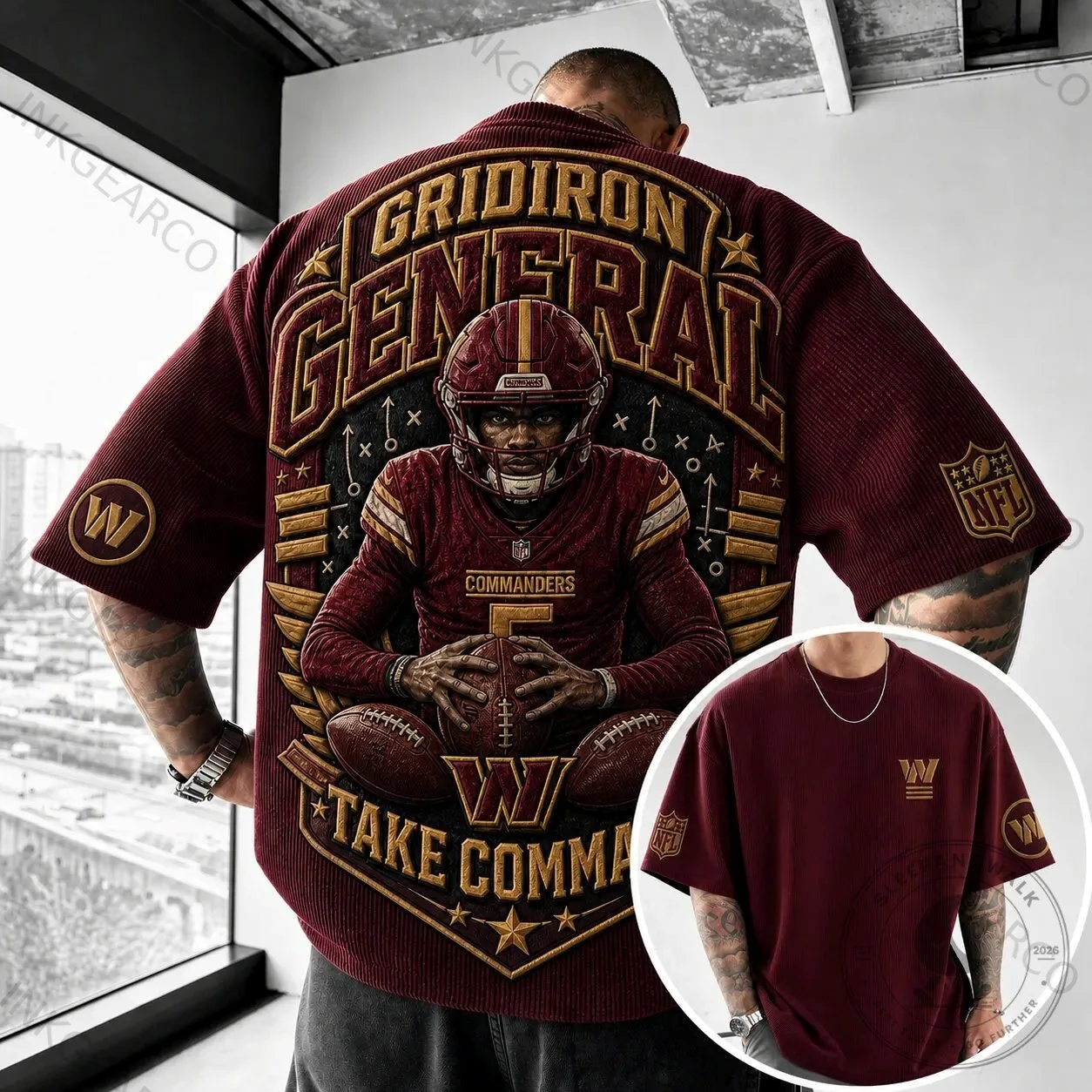Washington Commanders Gridiron General Football Fan Short-Sleeve Shirt 2 Washington Commanders Gridiron General Football Fan Short-Sleeve Shirt