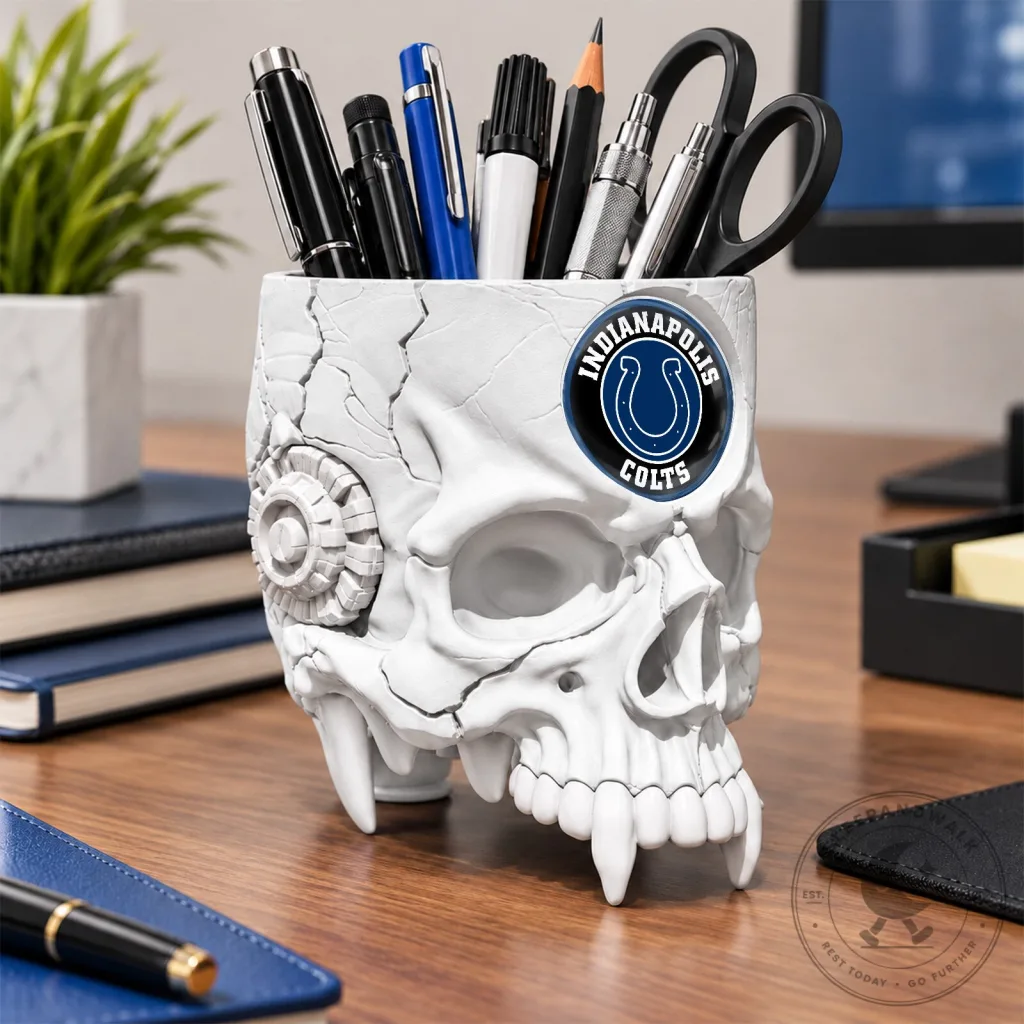 Indianapolis Colts Football Team Skull Pen Holder Desk Organizer Indianapolis Colts Football Team Skull Pen Holder Desk Organizer