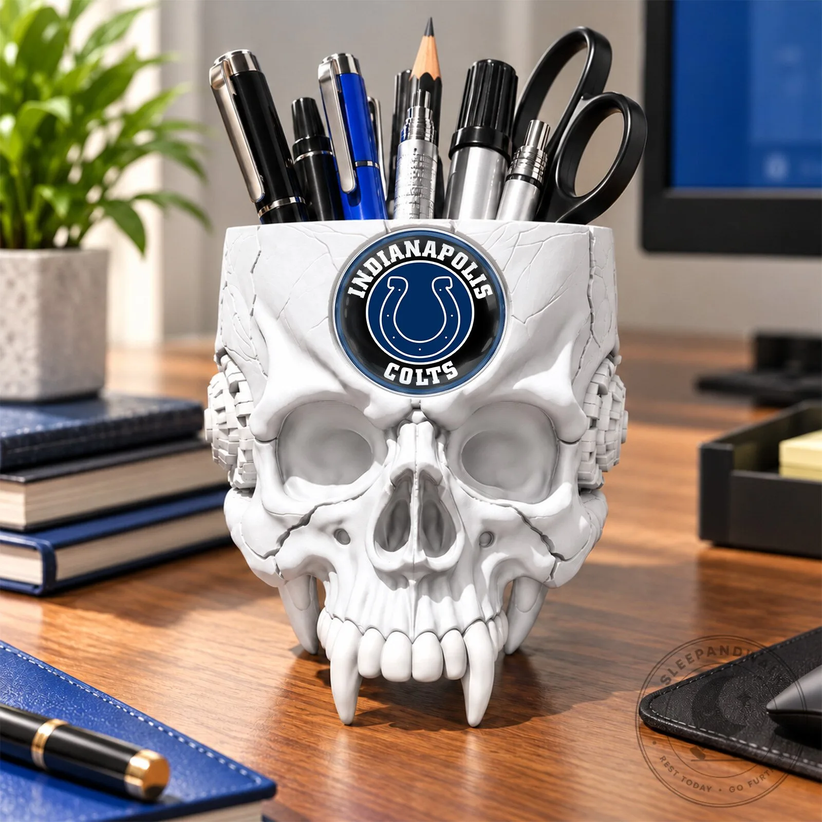 Indianapolis Colts Football Team Skull Pen Holder Desk Organizer 11 Indianapolis Colts Football Team Skull Pen Holder Desk Organizer