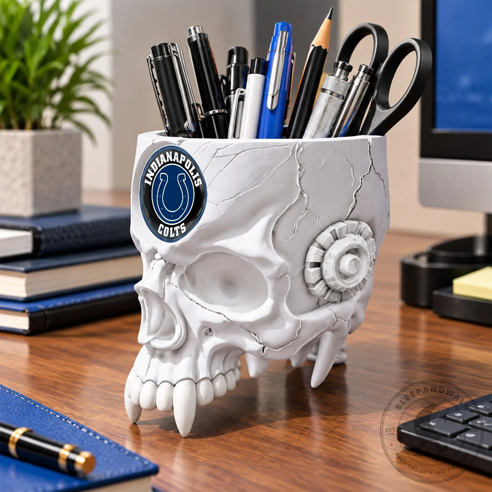 Indianapolis Colts Football Team Skull Pen Holder Desk Organizer 12 Indianapolis Colts Football Team Skull Pen Holder Desk Organizer