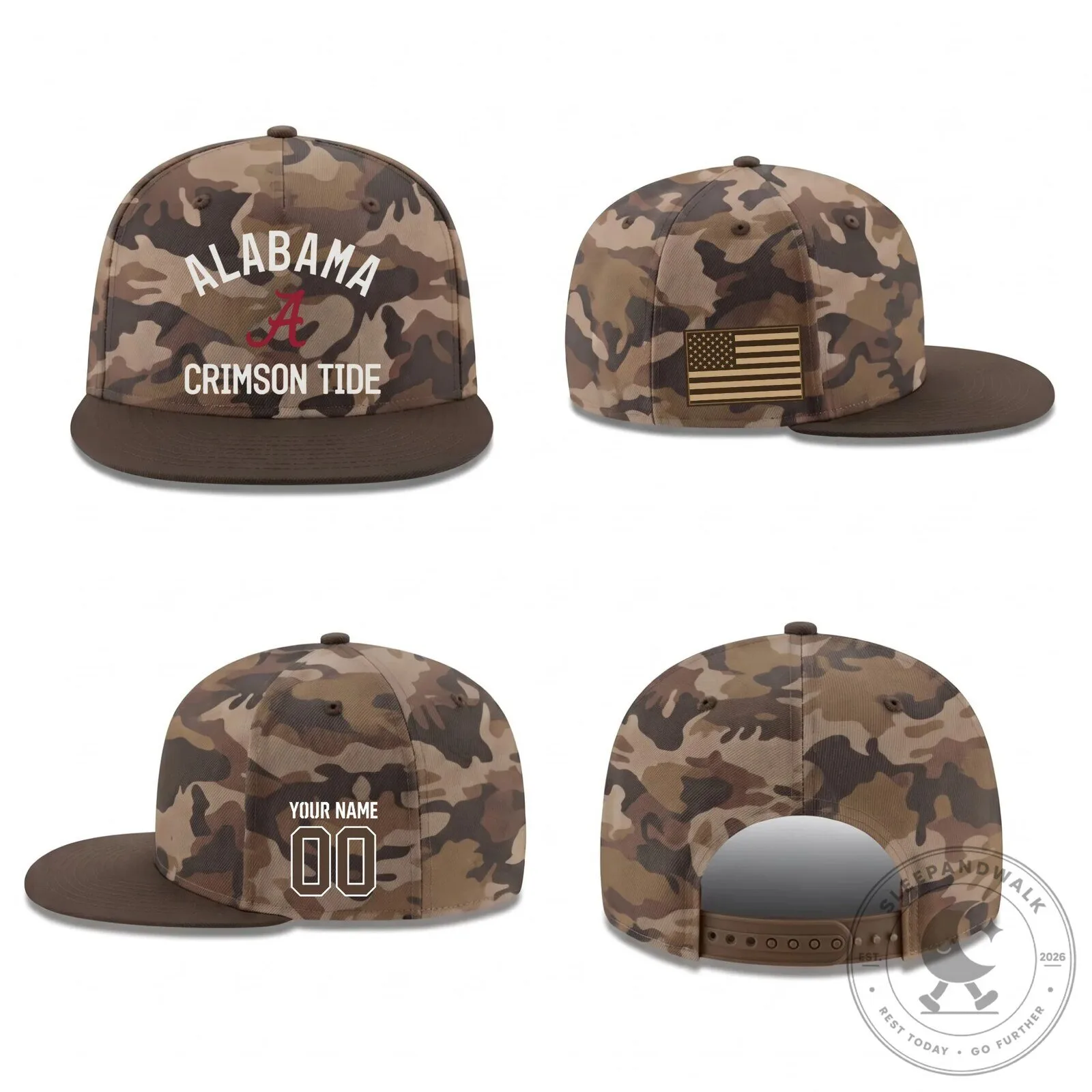 Alabama Crimson Tide Personalized Military Flat Bill Snapback Cap 10 Alabama Crimson Tide Personalized Military Flat Bill Snapback Cap