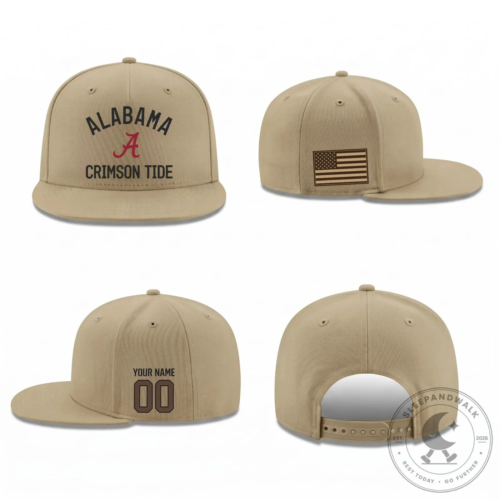 Alabama Crimson Tide Personalized Military Flat Bill Snapback Cap 11 Alabama Crimson Tide Personalized Military Flat Bill Snapback Cap