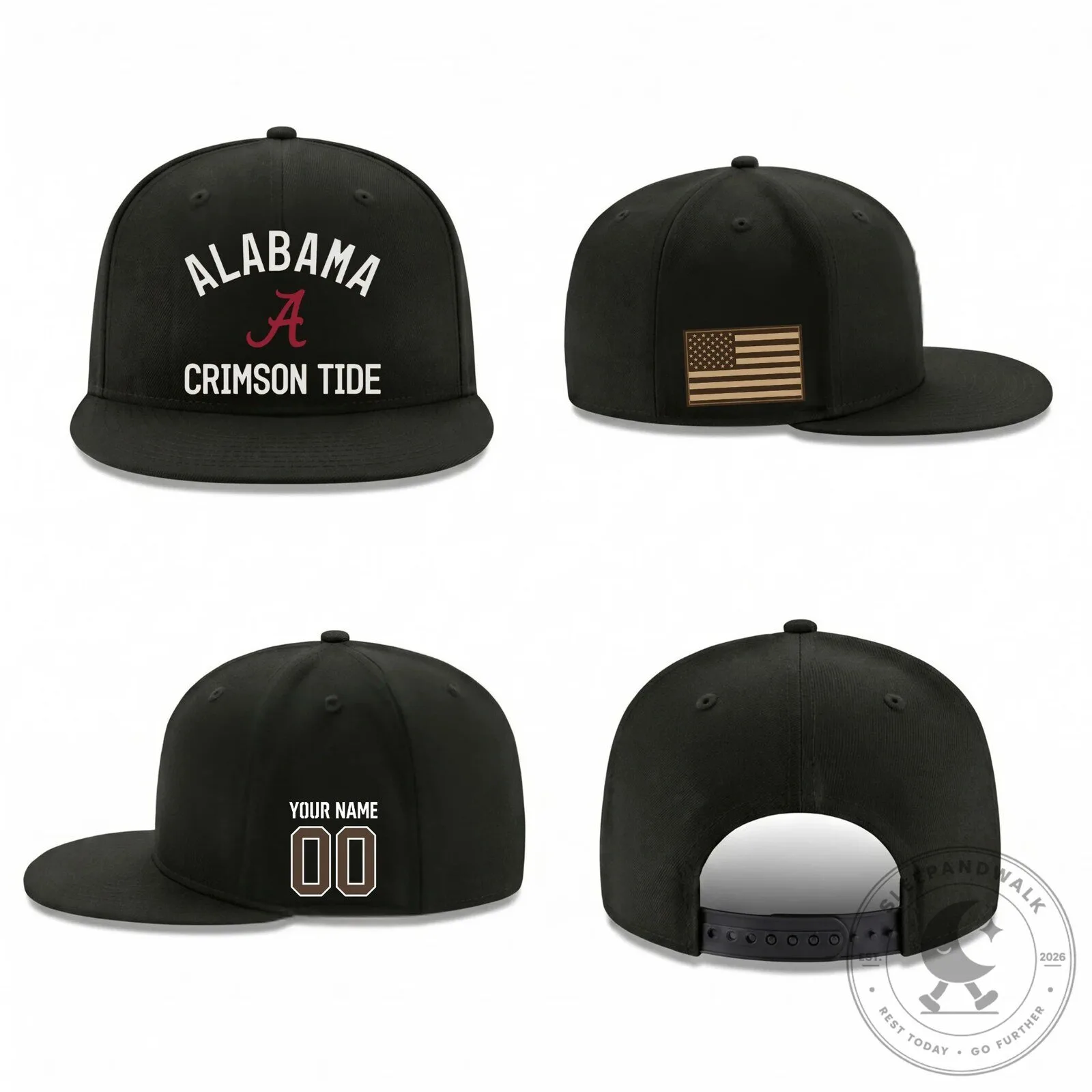 Alabama Crimson Tide Personalized Military Flat Bill Snapback Cap 12 Alabama Crimson Tide Personalized Military Flat Bill Snapback Cap