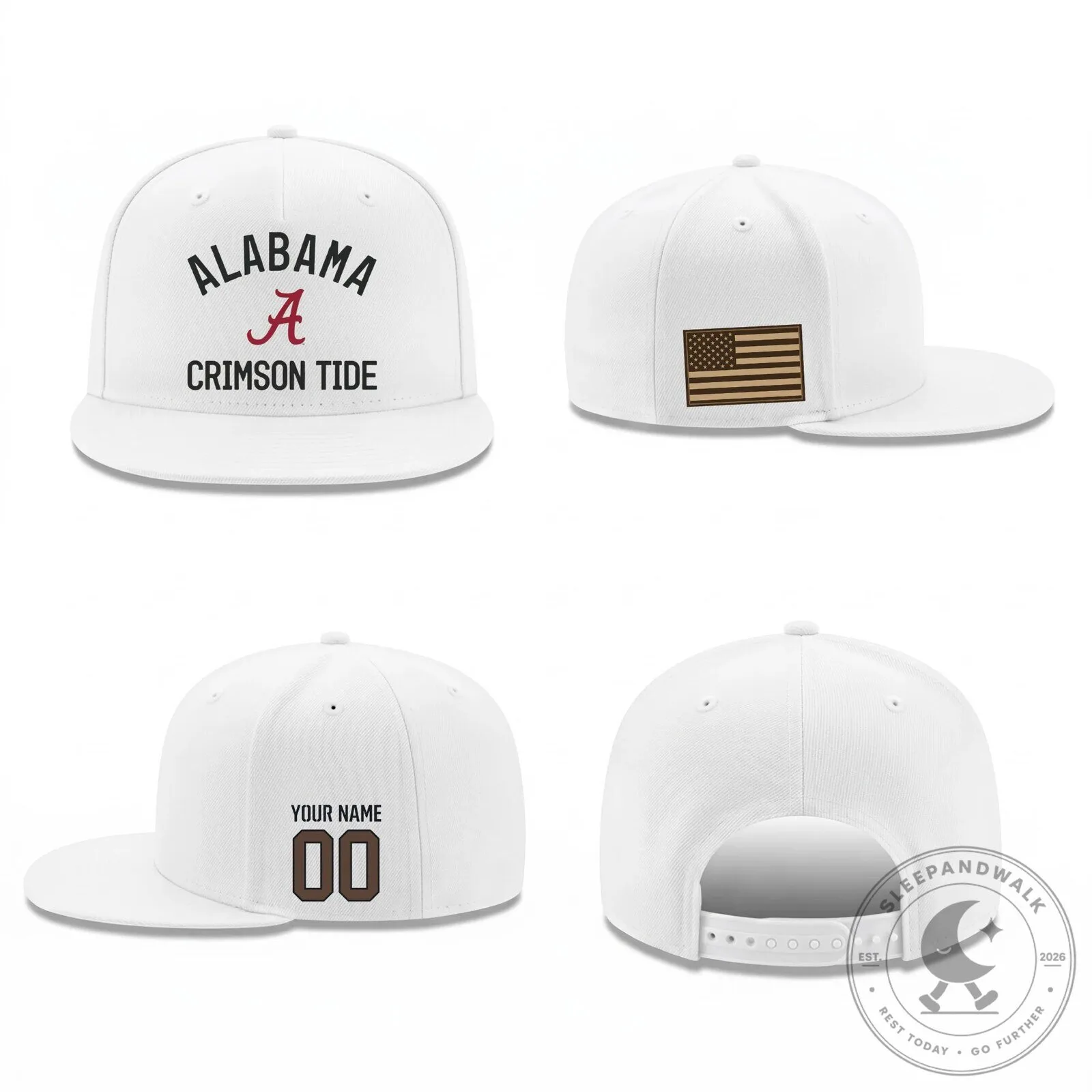 Alabama Crimson Tide Personalized Military Flat Bill Snapback Cap 13 Alabama Crimson Tide Personalized Military Flat Bill Snapback Cap