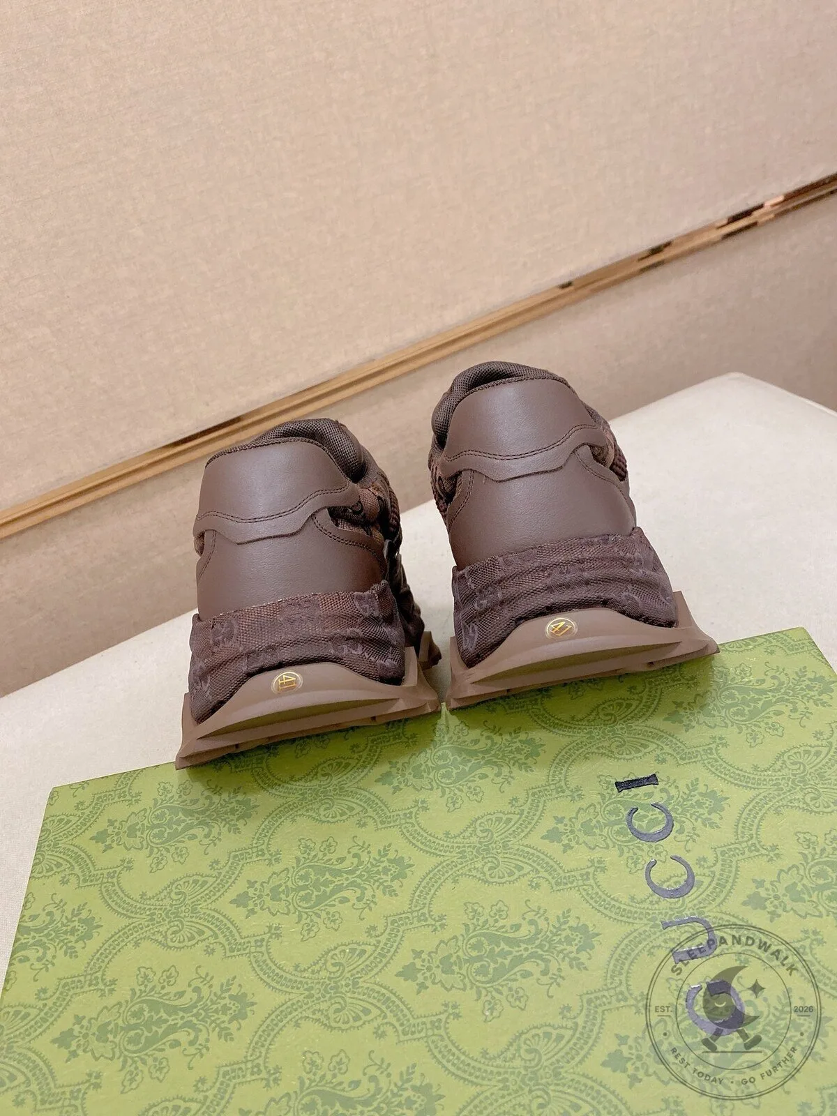 Gucci Brown Leather GG Logo Lace-Up Fashion Sneakers for Men and Women 12 Gucci Brown Leather GG Logo Lace-Up Fashion Sneakers for Men and Women