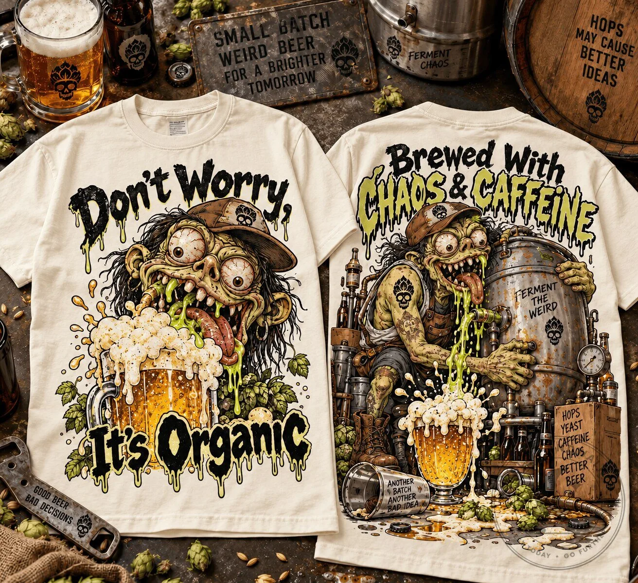 Mr Gasser Craft Beer Chaos Brewing Monster Funny Graphic T-Shirt