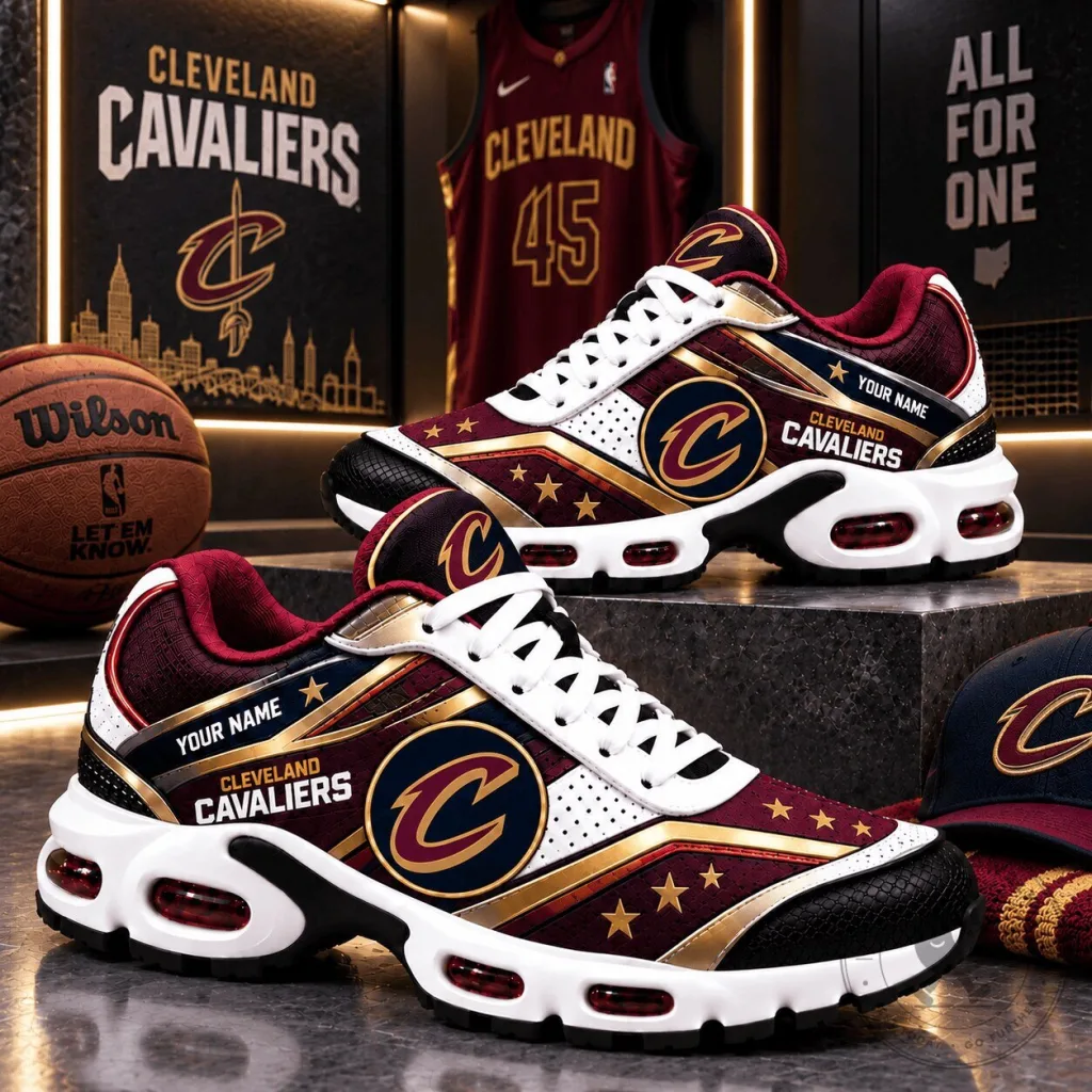 Cleveland Cavaliers Team Logo Gold Pattern Running Shoes Cleveland Cavaliers Team Logo Gold Pattern Running Shoes