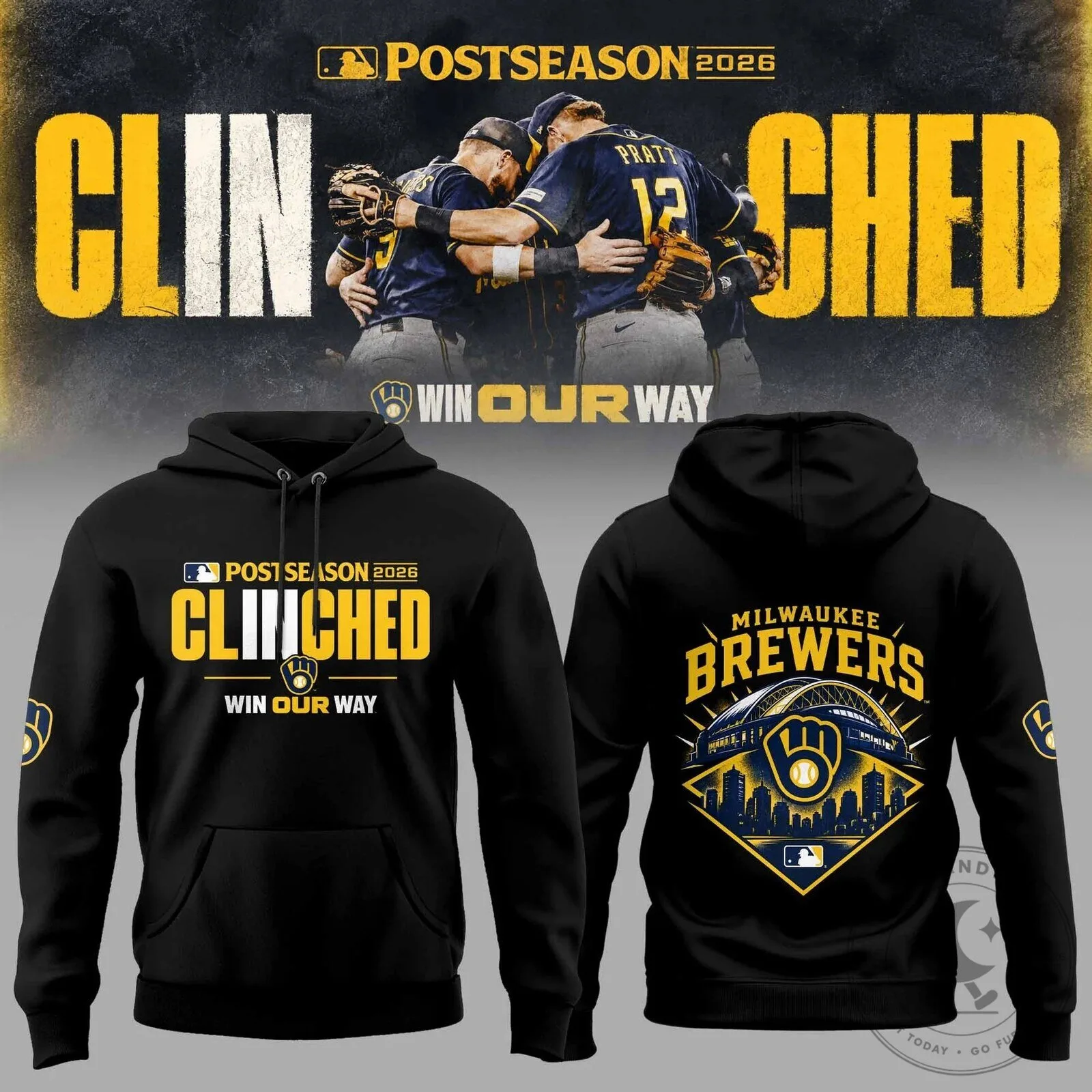 2026 Milwaukee Brewers Baseball Hoodie for Postseason Celebration 2 2026 Milwaukee Brewers Baseball Hoodie for Postseason Celebration