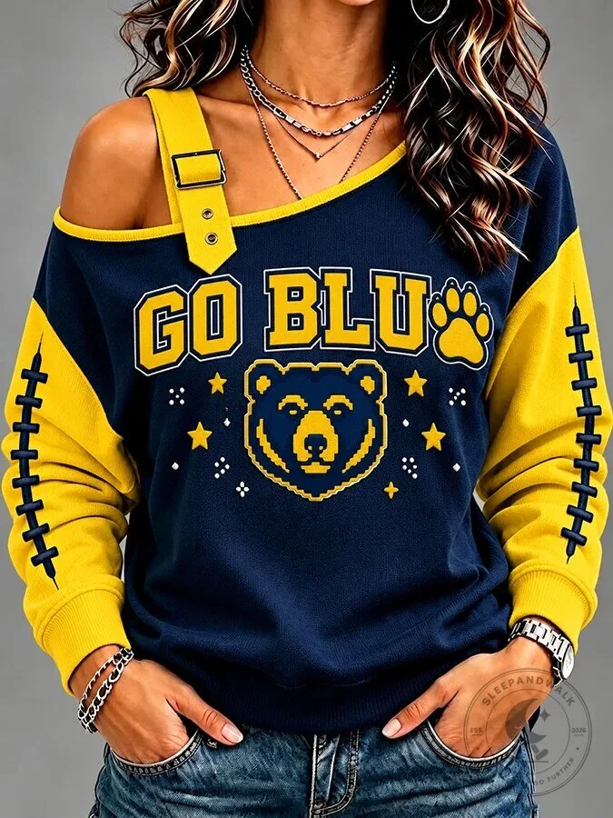 Go Blue Bear Mascot Football Fan Sweatshirt