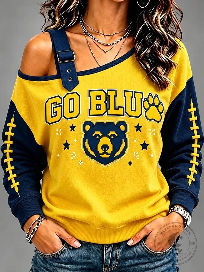 Go Blue Bear Mascot Football Fan Sweatshirt 10 Go Blue Bear Mascot Football Fan Sweatshirt