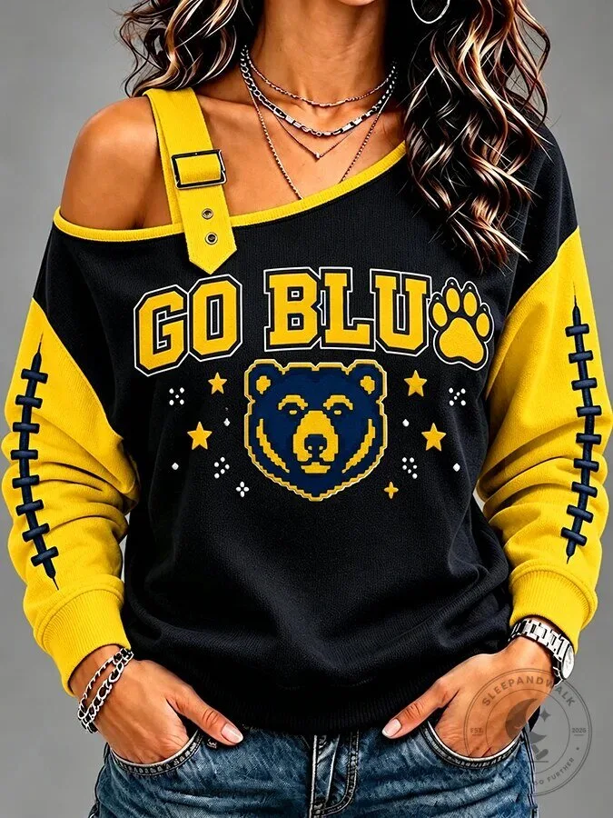 Go Blue Bear Mascot Football Fan Sweatshirt 12 Go Blue Bear Mascot Football Fan Sweatshirt