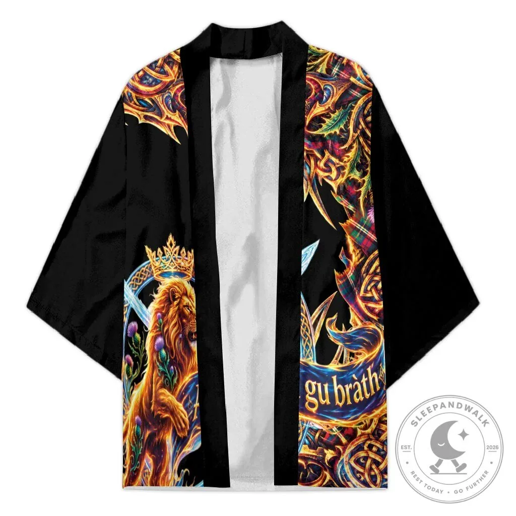 Scotland Forever Royal Lion Celtic Tartan Kimono Cardigan
