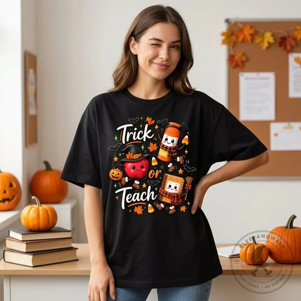 Trick Or Teach Cute Halloween Teacher T-Shirt 5 Trick Or Teach Cute Halloween Teacher T-Shirt