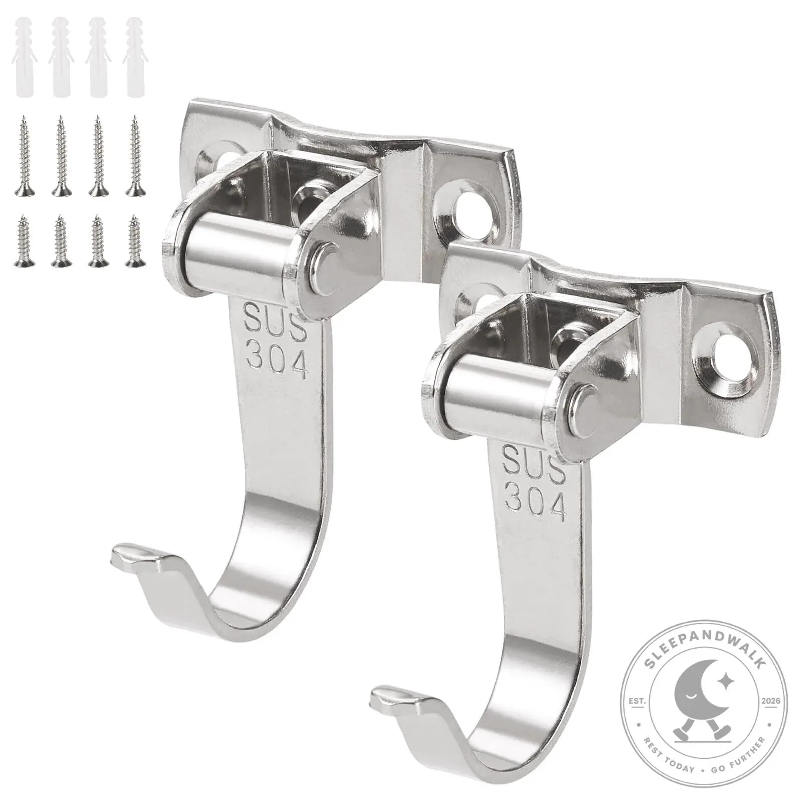 Heavy-Duty 360 Degree Swivel Wall Hooks J-Shaped Stainless Steel Hangers 10 Heavy-Duty 360 Degree Swivel Wall Hooks J-Shaped Stainless Steel Hangers