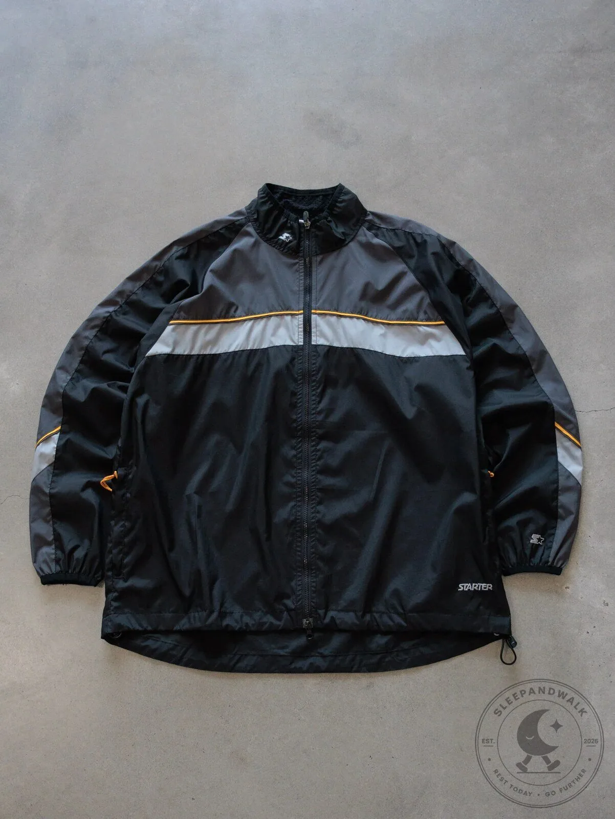 Vintage Starter Black and Grey Colorblock Windbreaker Jacket