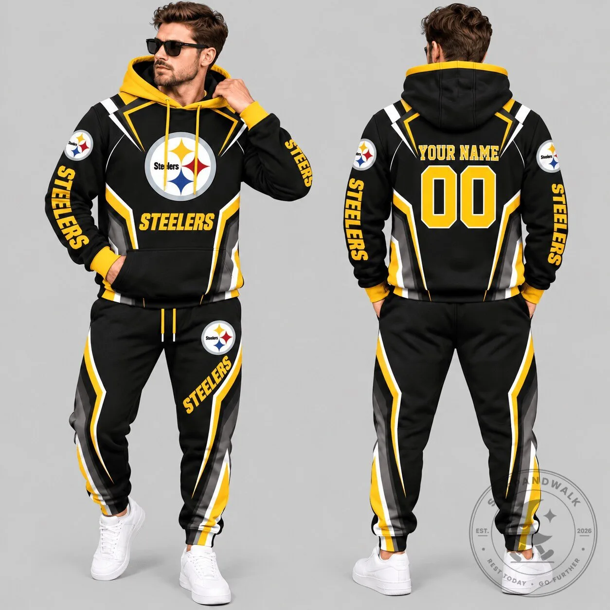 Pittsburgh Steelers Gradient Stripe Custom Name and Number Hoodie 2 Pittsburgh Steelers Gradient Stripe Custom Name and Number Hoodie