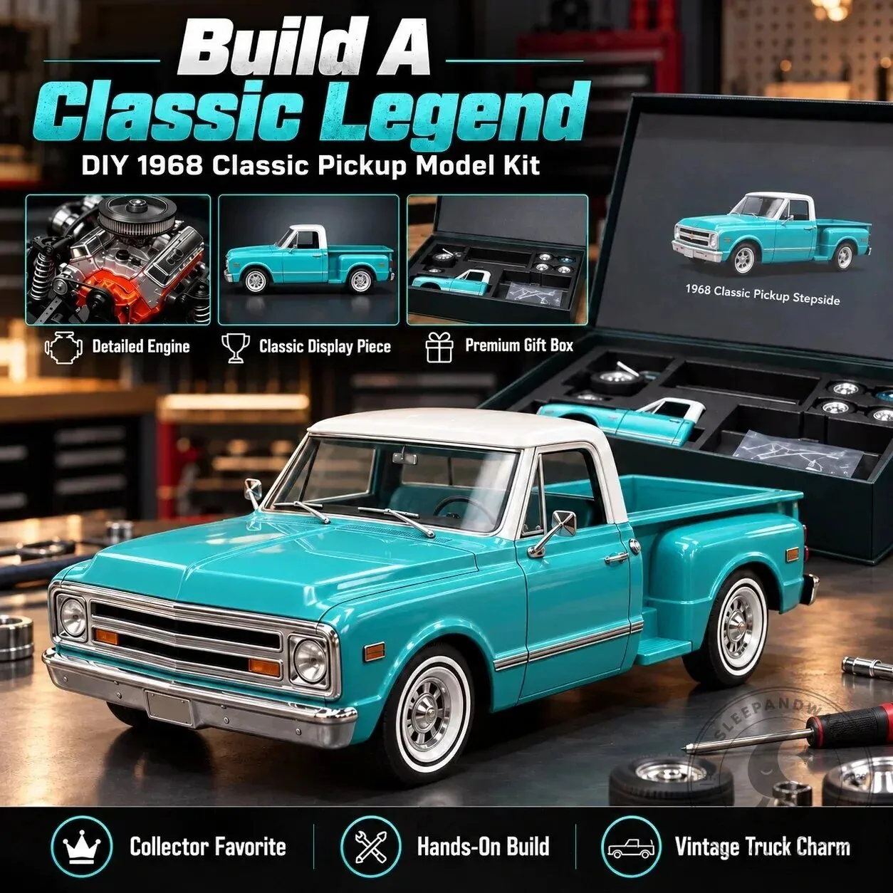 DIY 1968 Classic Pickup Truck Model Kit for Collectors and Hobbyists
