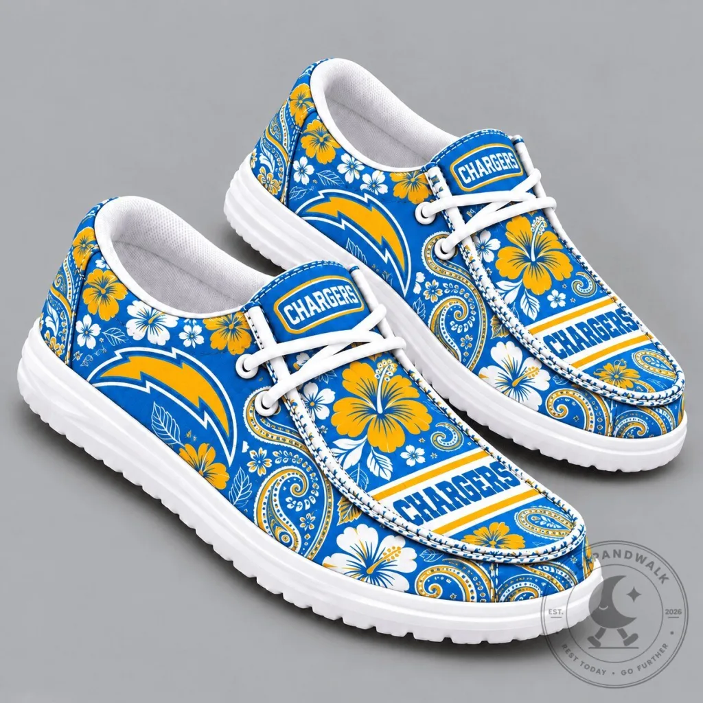 Los Angeles Chargers Tropical Floral Paisley Print Casual Shoes Los Angeles Chargers Tropical Floral Paisley Print Casual Shoes