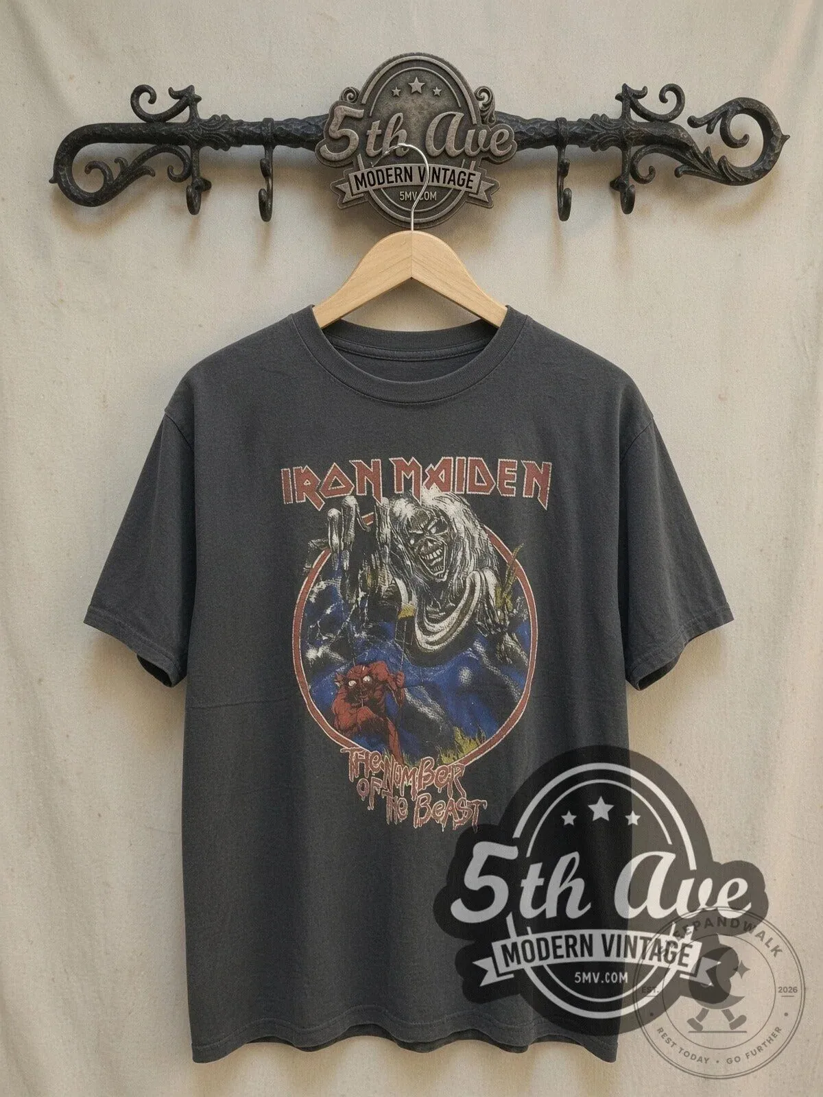 Iron Maiden The Number of the Beast Album Cover Vintage Graphic T-Shirt